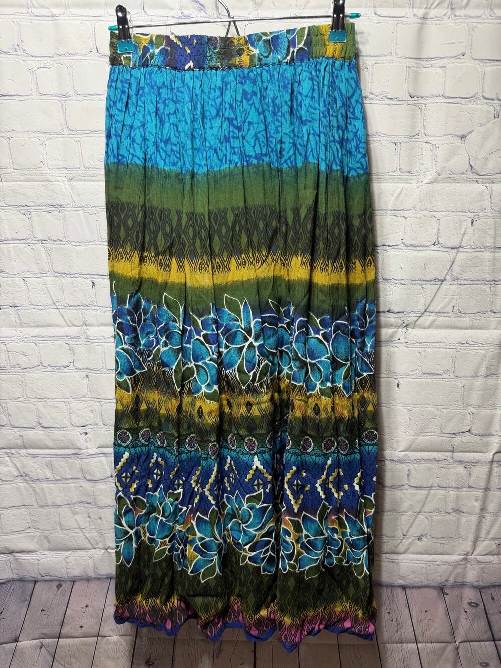 Chaudry Womens Mixed Media Maxi Skirt Jewel Tones Sz S Whimsigoth Fairy Grunge